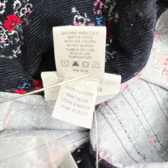 Vermont Country Store Pintuck Cotton Corduroy Dress Navy Blue Floral Size Medium - Picture 14 of 15